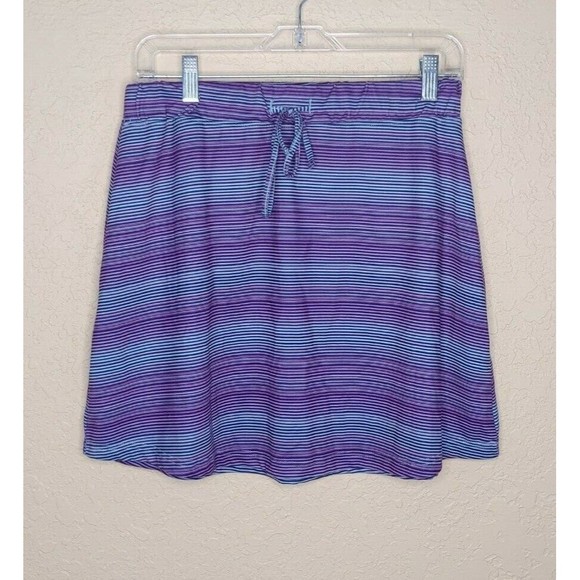 Tehama Athletic Tennis Skirt Medium Purple Striped Zip Pockets Tie Waist Stretch - Picture 1 of 6